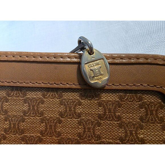 CELINE Vintage Macadam Coated Canvas Clutch Pouch Brown Logo Paris - Picture 4 of 10